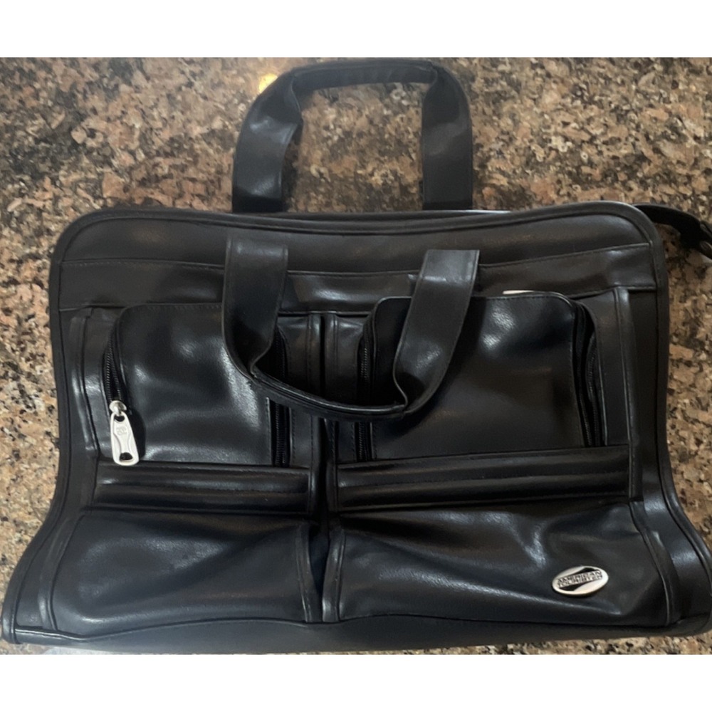 American Tourister Black Zip‎ Briefcase/Document Case Large w/ Outer Pockets